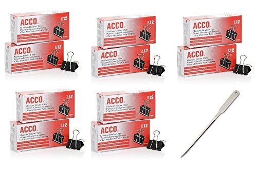 Book Cover ACCO Binder Clips, Medium, 12/Box, 10 Boxes (120 Clips Total) (72050)
