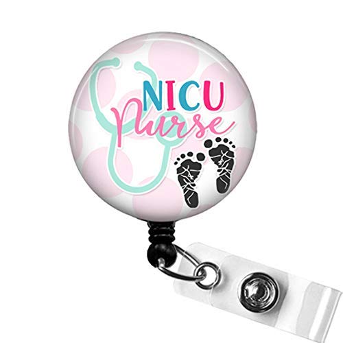 Neonatal Nurse Badge Holder, NICU Baby Feet Retractable ID Name Badge Holder, NICU Nurse Thank You Gift, Baby Feet Button Badge Reel, NICU Nurse Gifts