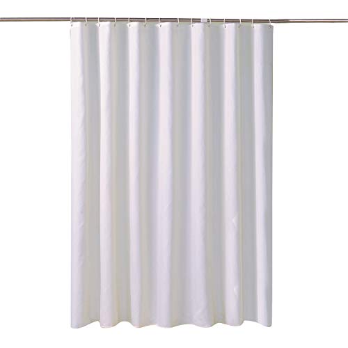 Book Cover Lanshe)Fabric Shower Curtain Liner, Waterproof Water Resistant Bathroom Curtain Set , White, 72 by 80 Inch, Includes 12 Hooks (White, 72x80)