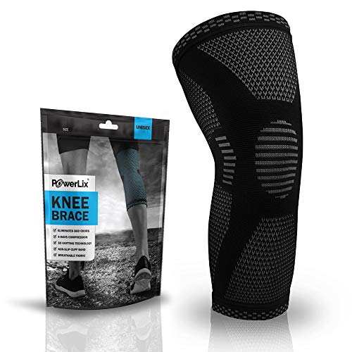 POWERLIX Knee Compression Sleeve - Best Knee Brace for Knee Pain for Men & Women â€“ Knee Support for Running, Basketball, Volleyball, Weightlifting, Gym, Workout, Sports â€“ Please Check Sizing Chart