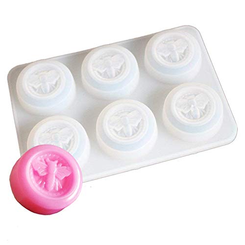 EchoDone 6 Cavities Bee Soap Molds Silicone Honeybee Cake Jelly Mold for Wedding Party