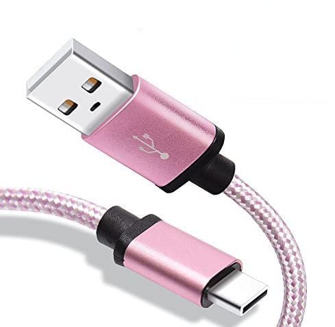 Samsung Galaxy S8 Charger, Benicabe (2-Pack 6FT) USB Type C Fast Charging Cable Nylon Braided Cord with Velcro Straps for Samsung S9 S9 Plus Note 8, Pixel 2, LG V20, Moto Z and More (Pink/White)