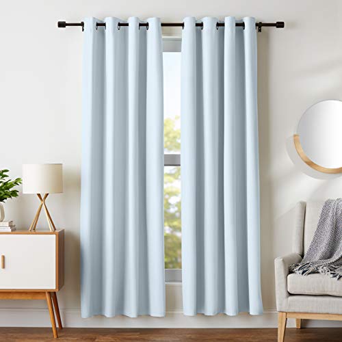 Amazon Basics Room Darkening Blackout Window Curtain with Grommets, 52 x 84 Inches, Light Gray - Set of 2