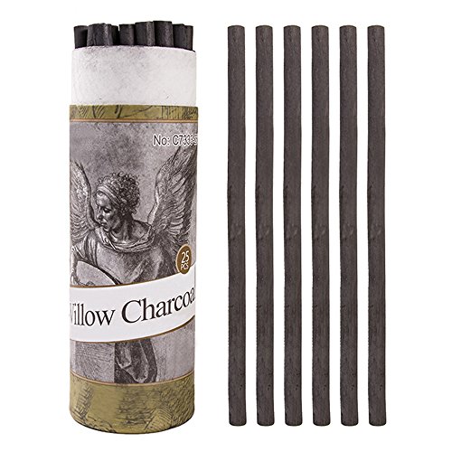 Book Cover Artist Willow Vine Sketch Charcoal Sticks, Approx. 7-9mm Dia, Pack of 25