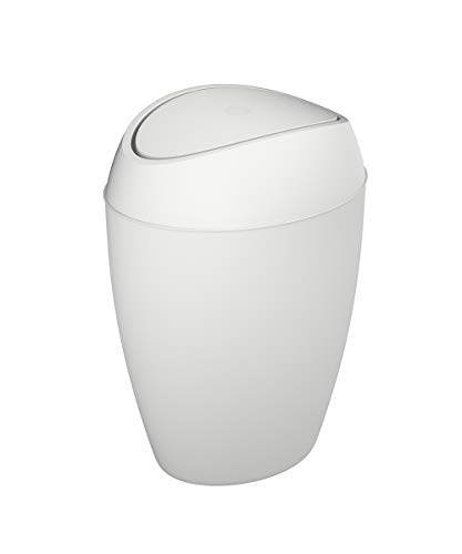 Book Cover Umbra 1009613-661 Twirla Trash Can with Flipping Lid, 9 L, Metallic White