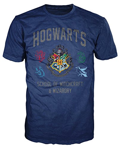 Book Cover HARRY POTTER Hogwarts Crest Witchcraft and Wizardry Men's Adult Graphic Tee T-Shirt