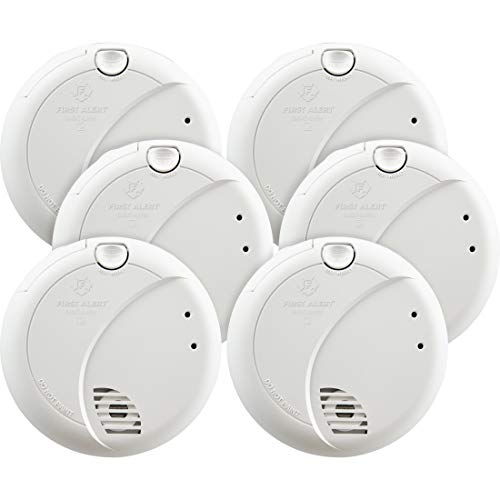 First Alert BRK 7010BFF-6 Hardwired Smoke Detector with Photoelectric Sensor and Battery Backup, 6-Pack , White
