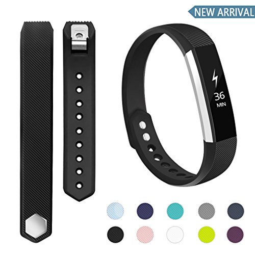 Book Cover POY Compatible Bands Replacement for Fitbit Alta Bands, Adjustable Wristband Sport Bands for Fitbit Alta/Fitbit Alta HR (Black, Small)