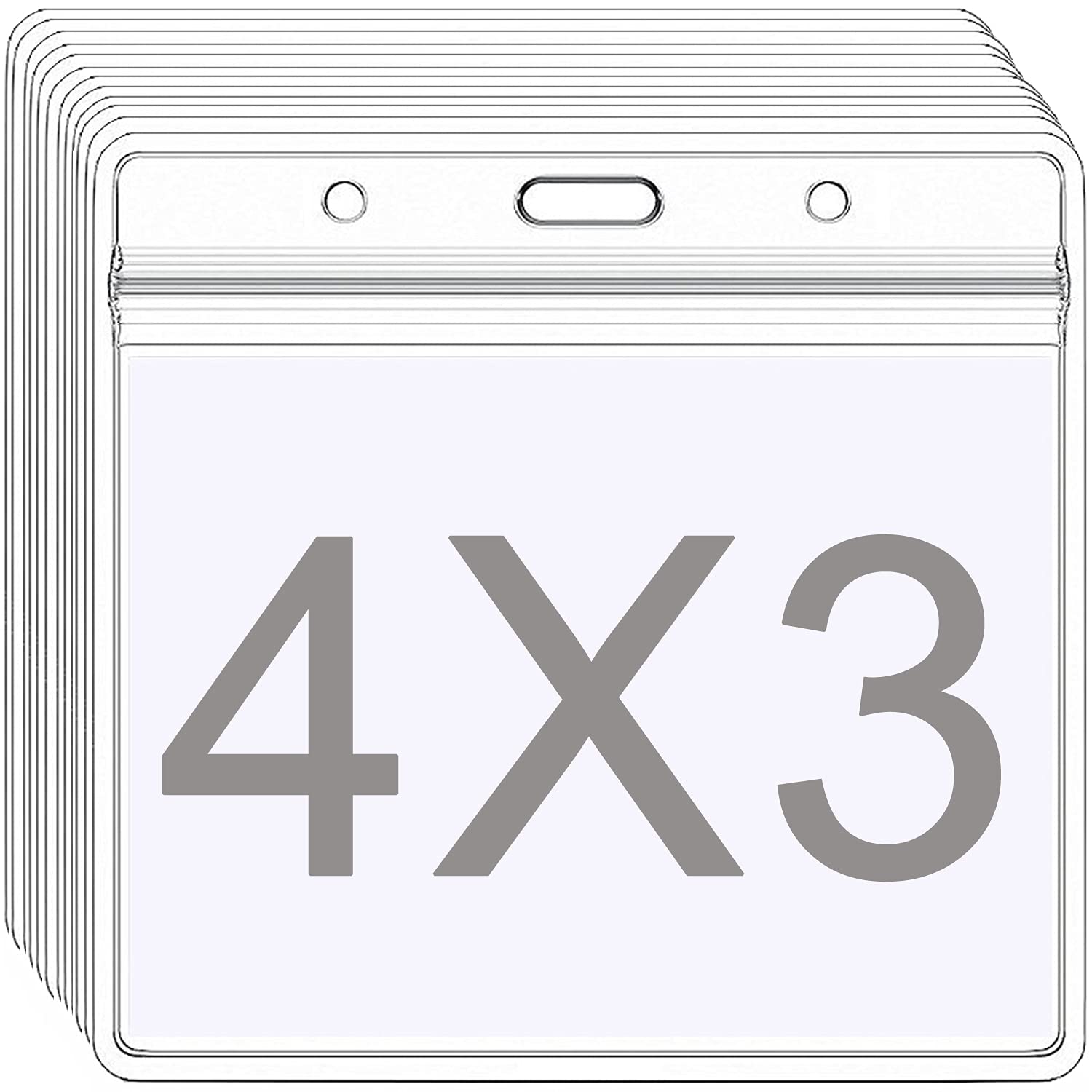AMUU 12 Pack Badge Holder Card Holders 4 X 3 Holders Badge Holder Horizontal Large ID Card Holders Name Tag Fits 3x4 Inches Name Badge 12 Pack Clear -Horizontal 3x4
