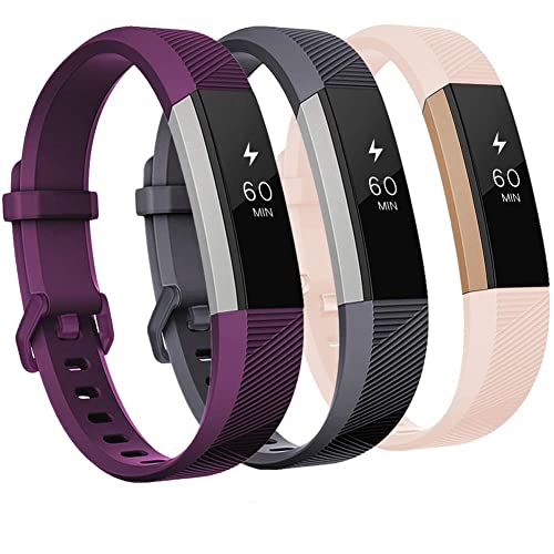 GEAK Compatible with Fitbit Alta and Fitbit Alta HR Band, Soft Classic Accessories Sport Bands Compatible for Fitbit Alta HR/Fitbit Ace,Small,Gray Plum Pink
