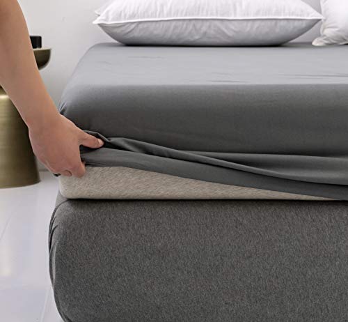 Book Cover AYASW Fitted Sheet Queen Size Deep Pocket Brushed Microfiber Gray