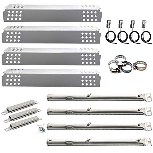 Hisencn BBQ Repair Kit Pipe Burner Tube, Heat Plate Tent Shield, Carry Over Crossover Tube, Igniter Replacement Repair kit for Charbroil 4 Burner 463241113, 463449914 Gas Grill Models