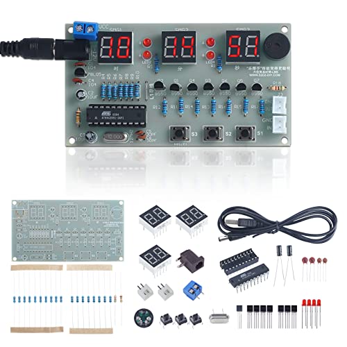 MiOYOOW C51 6-Digit DIY Digital Electronic Clock Kit AT89C2051 Chip Alarm Clock Kit Soldering Practice Learning Kits with USB Cable and English Manual for Back to School Learning