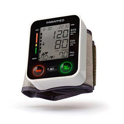 Book Cover PARAMED Automatic Wrist Blood Pressure Monitor: Blood-Pressure Kit of Bp Cuff + 2AAA and Carrying case - Irregular Heartbeat Detector & 90 Readings Memory Function & Large Display