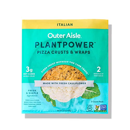 Outer Aisle Gourmet Cauliflower Pizza Crusts | Keto, Gluten Free, Low Carb Cauliflower Pizza Crusts | 4 Pack | 8 Crusts (Italian)