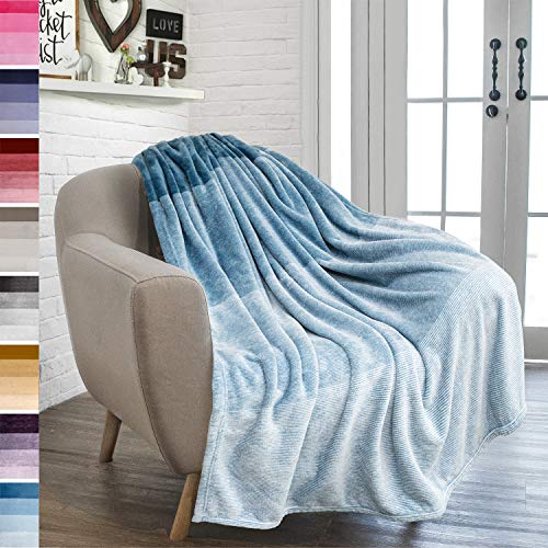 Book Cover PAVILIA Flannel Fleece Ombre Throw Blanket for Couch | Super Soft Cozy Microfiber Couch Blanket | Gradient Decorative Accent Throw | All Season, 50x60 Inches Turquoise Blue