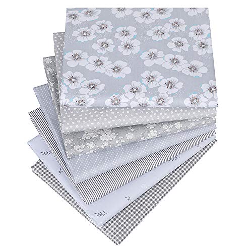 Book Cover Hanjunzhao Quilting Fabric,Grey Fat Quarters Fabric Bundles,100% Cotton Fabric for Sewing Crafting,Print Floral Striped Polka Dot Gingham Fabric,18