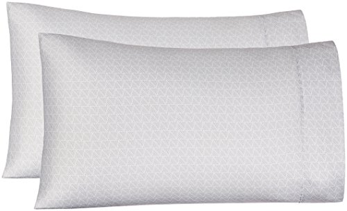 Book Cover AmazonBasics Light-Weight Microfiber Pillowcases - 2-Pack, King, Grey Crosshatch