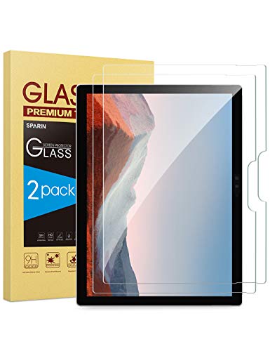 Book Cover [2 Pack] Screen Protector for Surface Pro 7/Surface Pro 6 / Surface Pro (5th Gen) / Surface Pro 4, SPARIN Tempered Glass Screen Protector with Surface Pen Compatible/Scratch Resistant