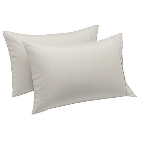 Book Cover Amazon Basics Lightweight Super Soft Easy Care Microfiber Pillowcases - 2-Pack - King, Light Gray