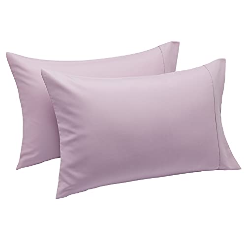 Book Cover Amazon Basics Lightweight Super Soft Easy Care Microfiber Pillowcases - 2-Pack, Standard, Frosted Lavender