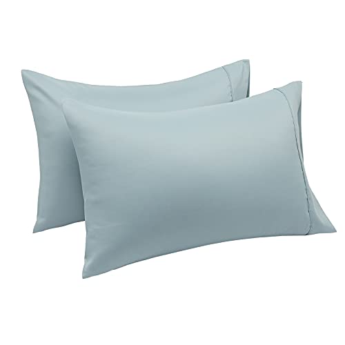 Book Cover Amazon Basics Lightweight Super Soft Easy Care Microfiber Pillowcases - 2-Pack - King, Spa Blue