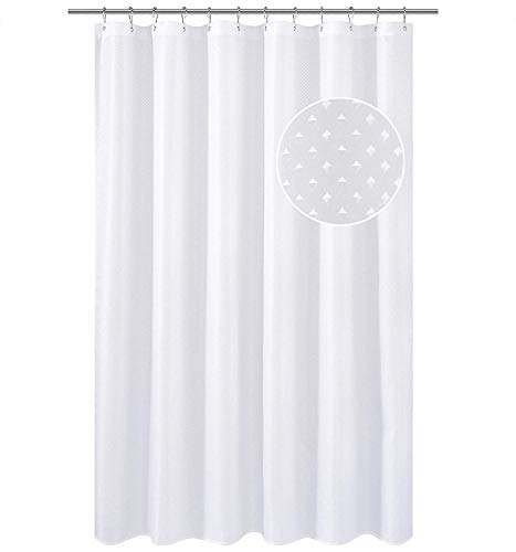Book Cover N&Y HOME Hotel Fabric Shower Curtain Liner or Shower Curtain, Machine Washable, Diamond Patterned White, 71 x 72 inches for Bathroom