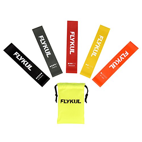 Flykul Resistance Loop Exercise Bands, Fitness Workout Elastic Bands for Physical Therapy, Pilates, Yoga, Strength Training Resistance Bands, Set of 5