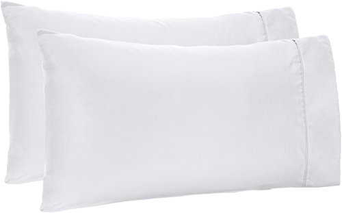 Book Cover AmazonBasics Light-Weight Microfiber Pillowcases - 2-Pack, King, Bright White