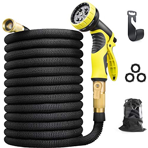 Aterod 75 feet Expandable Garden Hose Extra Strength Fabric Flexible Expanding Water Hose with 9 Function Spray Nozzle