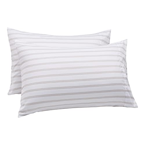 Amazon Basics Lightweight Super Soft Easy Care Microfiber Pillowcases - 2-Pack, Standard, Gray Stripe