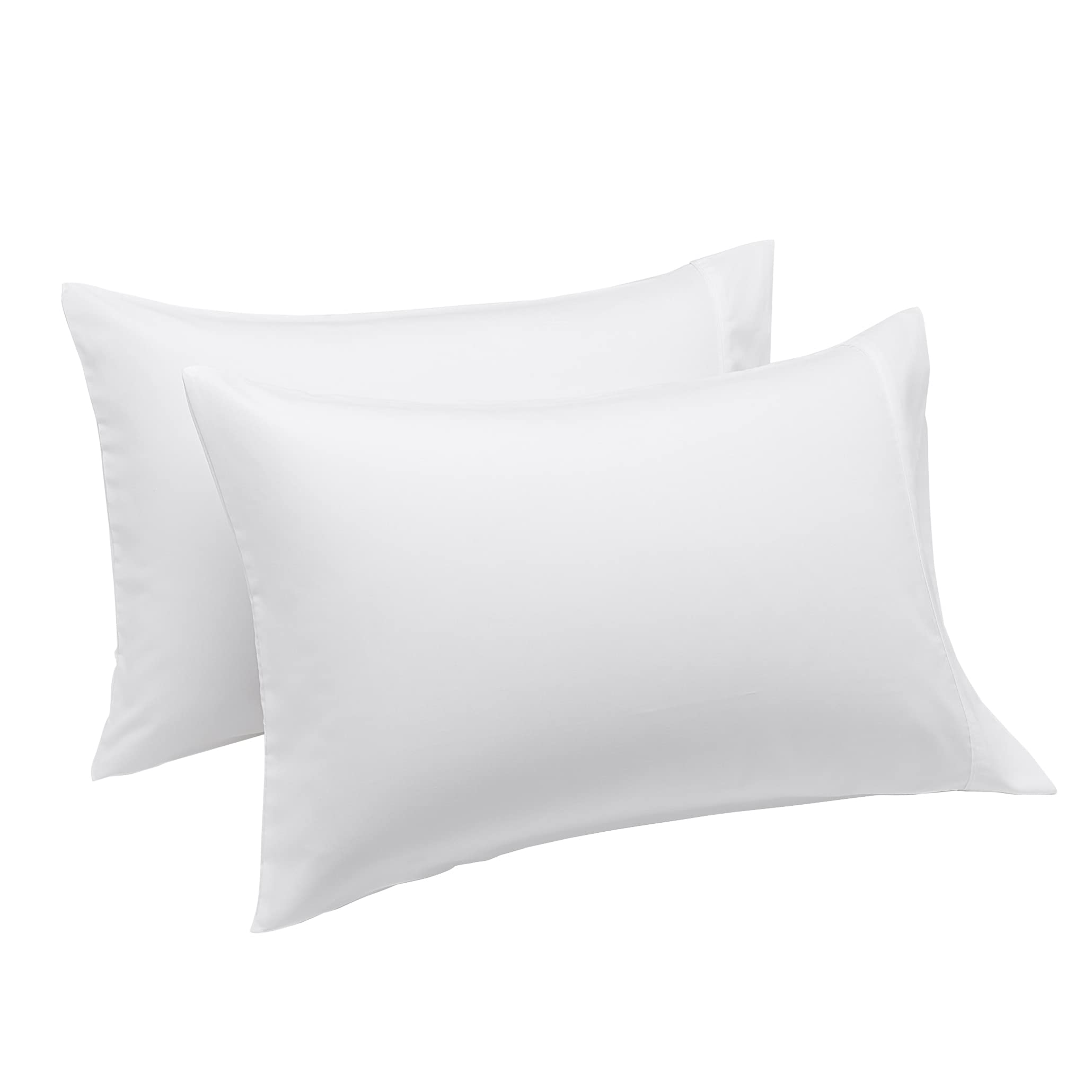 Amazon Basics Lightweight Super Soft Easy Care Microfiber Pillowcases, 2-Pack, Standard, 30" L x 20" W, Bright White Standard Pillowcases Bright White