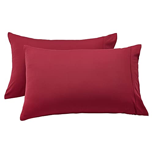 Amazon Basics Lightweight Super Soft Easy Care Microfiber Pillowcases - 2-Pack - King, Burgundy