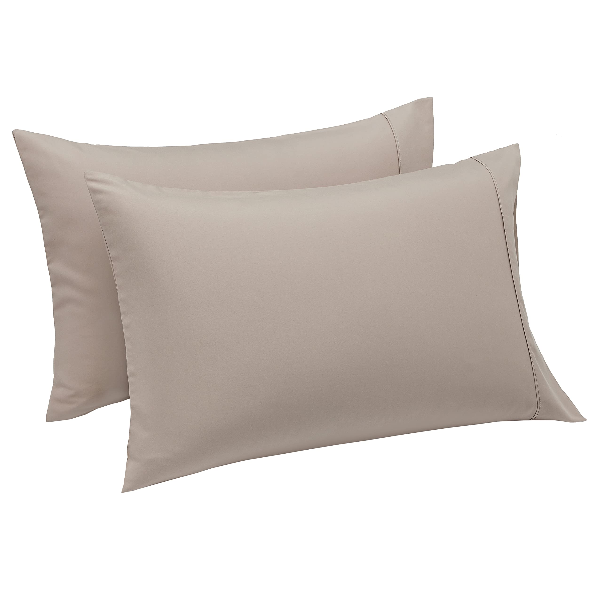 Book Cover Amazon Basics Lightweight Super Soft Easy Care Microfiber Pillowcases, 2 Pack, King, Taupe, 40