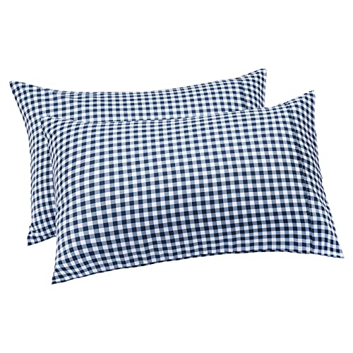Amazon Basics Lightweight Super Soft Easy Care Microfiber Pillowcases - 2-Pack, Standard, Gingham Plaid