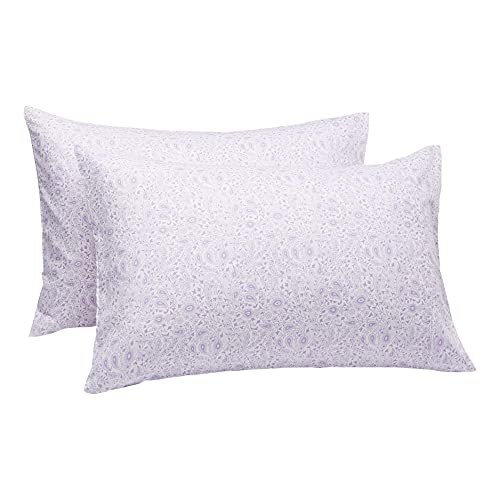Amazon Basics Lightweight Super Soft Easy Care Microfiber Pillowcases - 2-Pack - King, Lavender Paisley