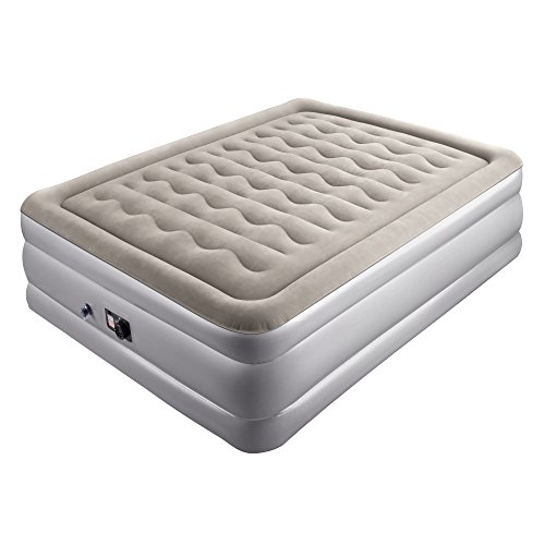 Book Cover Sable Mattress, Inflatable Air Bed with Internal Pump Eco-Friendly PVC and Top Flocking with Storage Bag, Height 19