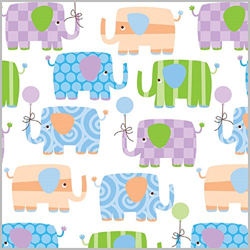 Book Cover Elephant Parade Baby Shower Rolled Gift Wrap Paper - 24