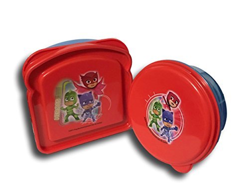 Book Cover PJ Masks Blue and Red Sandwich and Snack Container Lunch Box Kit