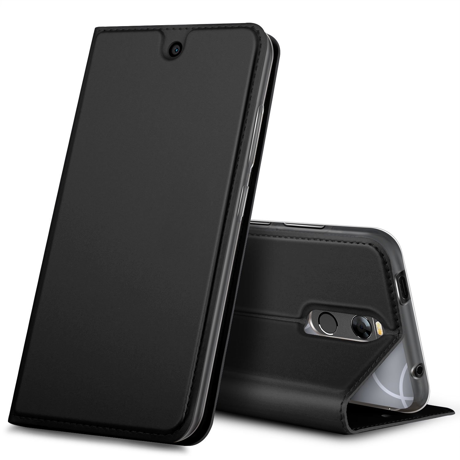 Blu R2 Plus Case 2018, KuGi Blu R2 Plus Flip Case with Magnetic Closure, Ultra-Thin PU Leather Cover + TPU Back Stand Case for Blu R2 Plus 2018 Smartphone(NOT for New Blu R2 Plus 2019)(Black)