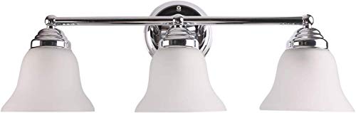 Book Cover 7Pandas 3-light Vanity Light, Interior Wall Sconce Bathroom Lighting Fixture W/Frosted Glass Shade, Polished Chrome