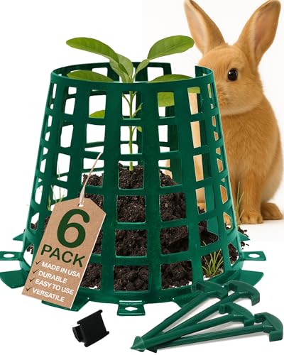 Plant and Tree Guard and Protector for Trees, Plants, saplings, Landscape Lights, lamp Posts, More; Expandable for Larger Trees and Plants; Protection from Trimmers, Weed whackers (Green 6-Pack)