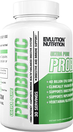 Evlution Nutrition Probiotic 60 Time Release Probiotic Capsules - 40 Billion CFUs per Serving - Easy to Swallow Probiotic Supplement