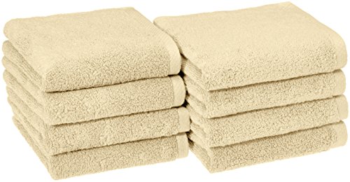 Book Cover Amazon Basics Quick-Dry, Luxurious, Soft, 100% Cotton Towels, Linen - Set of 8 Hand Towels