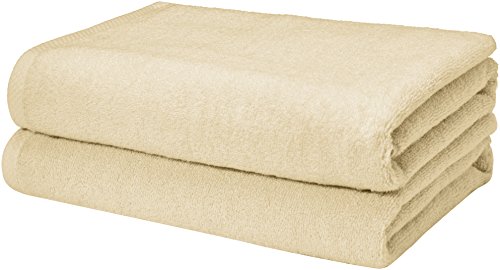 Book Cover AmazonBasics Quick-Dry, Luxurious, Soft, 100% Cotton Towels, Linen - Set of 2 Bath Towels