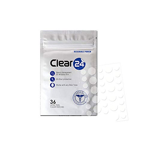 Book Cover Clear24 Ultra Thin Pimple and Blemish Cover Patch - Ideal for Day Use, 36 Patches