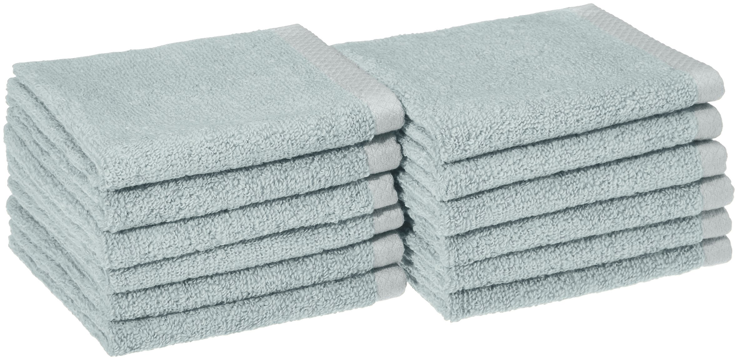 Book Cover Amazon Basics Quick-Dry Washcloth - 100% Cotton, 12-Pack, Ice Blue Ice Blue Washcloth