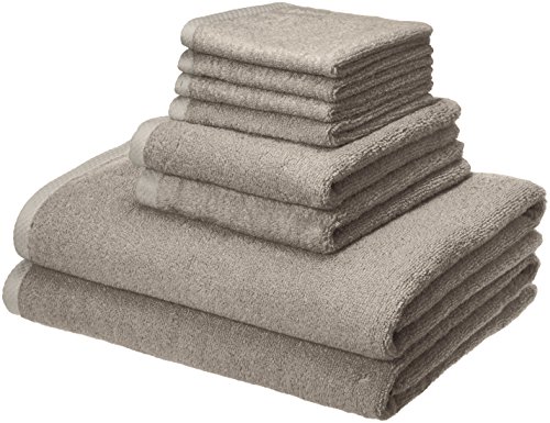 Book Cover AmazonBasics Quick-Dry Bathroom Towels, 100% Cotton, 8-Piece Set, Platinum