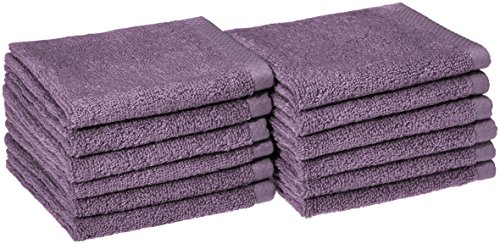 Book Cover Amazon Basics Quick-Dry Washcloth - 100% Cotton, 12-Pack, Lavender