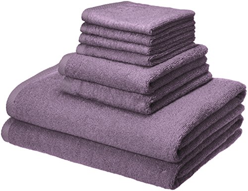 Book Cover Amazon Basics Quick-Dry Towels - 100% Cotton, 8-Piece Set, Lavender